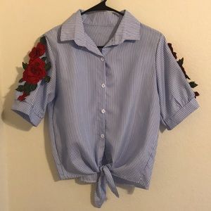SOLD! Pinstripe Button-up Top